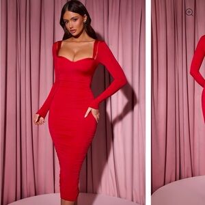 Oh Polly Red Long Sleeve Dress
